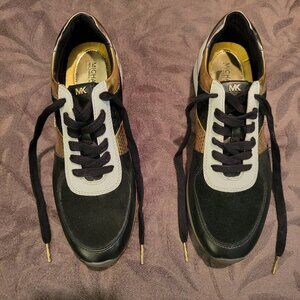 Michael Kors Ladies' Black/Gold Metallic Sneakers